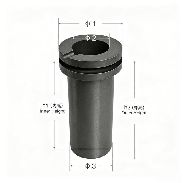 Creusets en graphite à double anneau de haute pureté | Conteneurs résistants aux chocs thermiques spécialement conçus pour la fusion de métaux précieux | Fabriqué sur mesure par NHD
